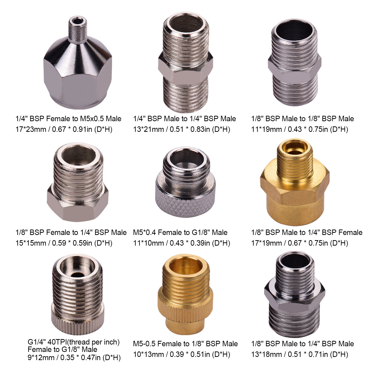 9pcs Airbrush Adapter Kit Fitting Connector Set For Badger Paasche Airbrush Hose