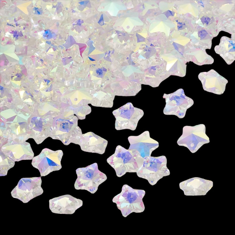 200 Pcs Faceted Crystal Glass Beads AB Color Crystal Star Loose Beads & Celestia