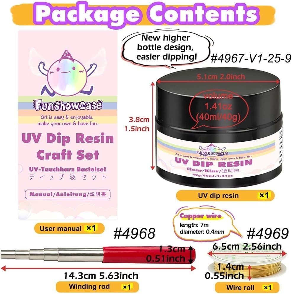 UV Dip Resin for Wire Shapes, Wire Art Low Odor Handmade Set, Transparent UV …