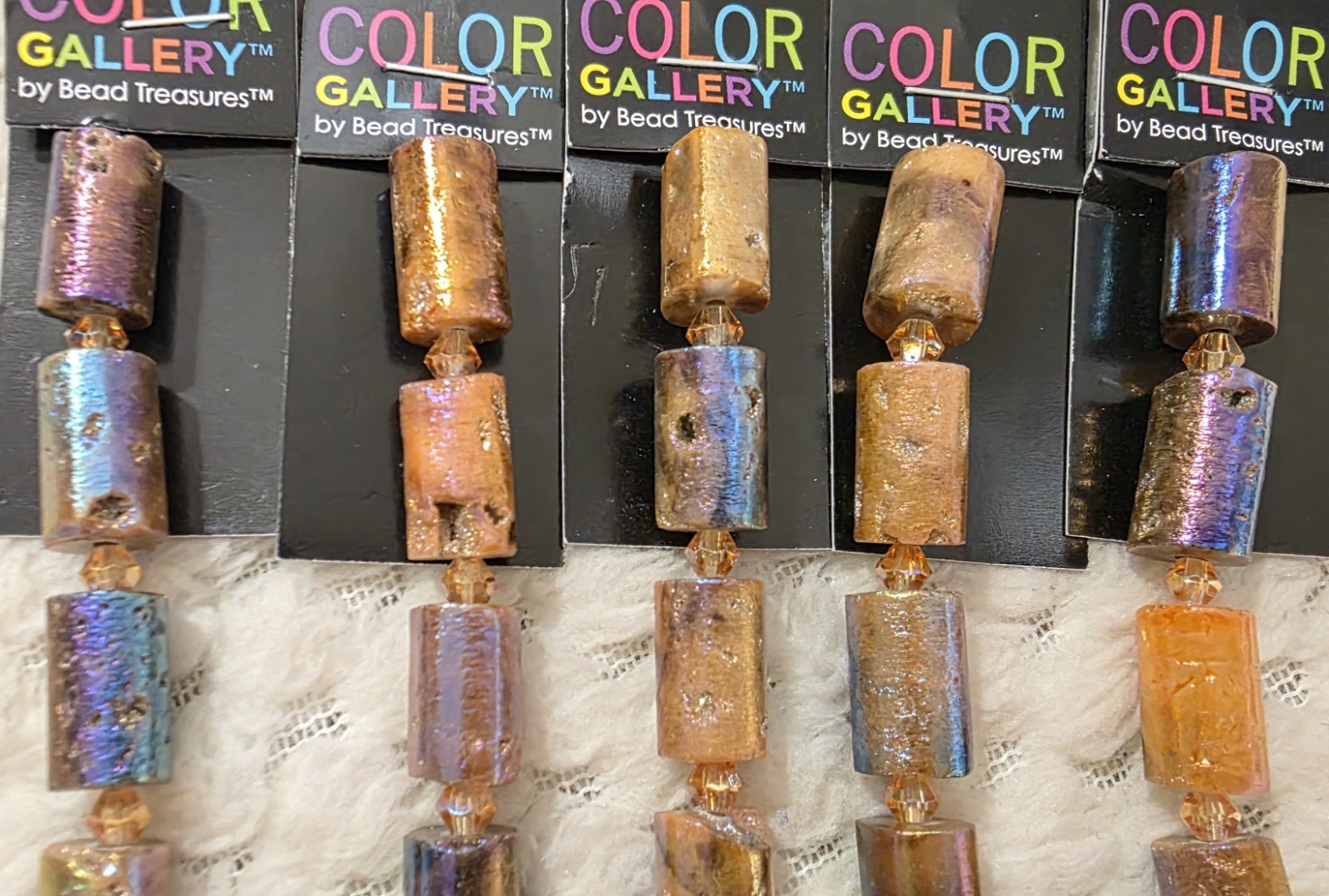 Jewelry Making Beads HUGE NEW LOT 5 Strands Shimmering Agate Tubes Color Gallery