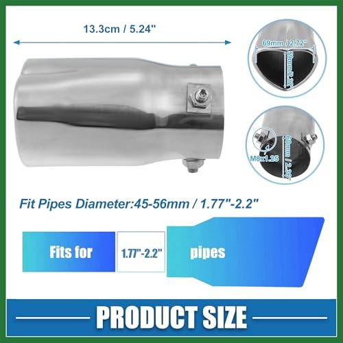 Car Exhaust Tip Pipe 2.36″ Inlet 2.72″x2.32″ Outlet Heart Shaped Exhaust Tail