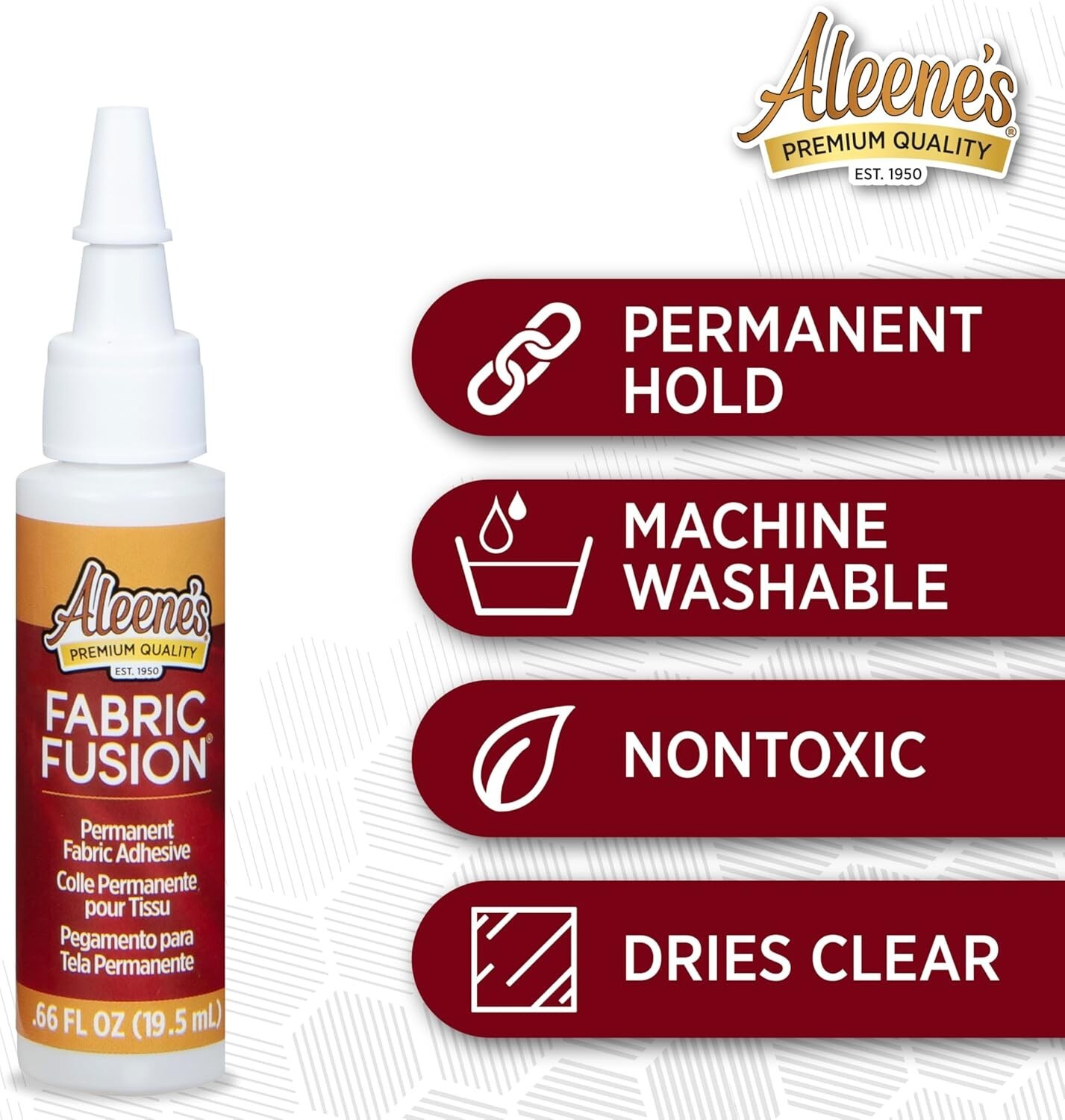 Fabric Fusion Glue Permanent Adhesive for Leather, Cotton, Flannel, 0.66oz 3pack
