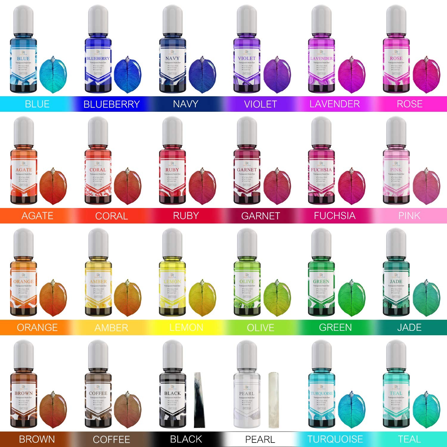 24 Color Epoxy Uv Resin Pigment – Crystal Transparent Epoxy Resin Dye for Uv Res
