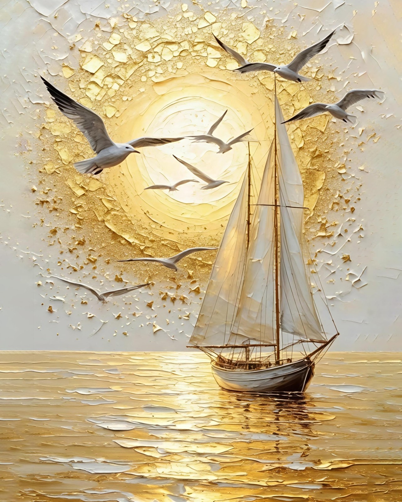 AuraDraw Sailboat DIY Paint by Numbers for Adults, Sail 16×20 inches, TG002