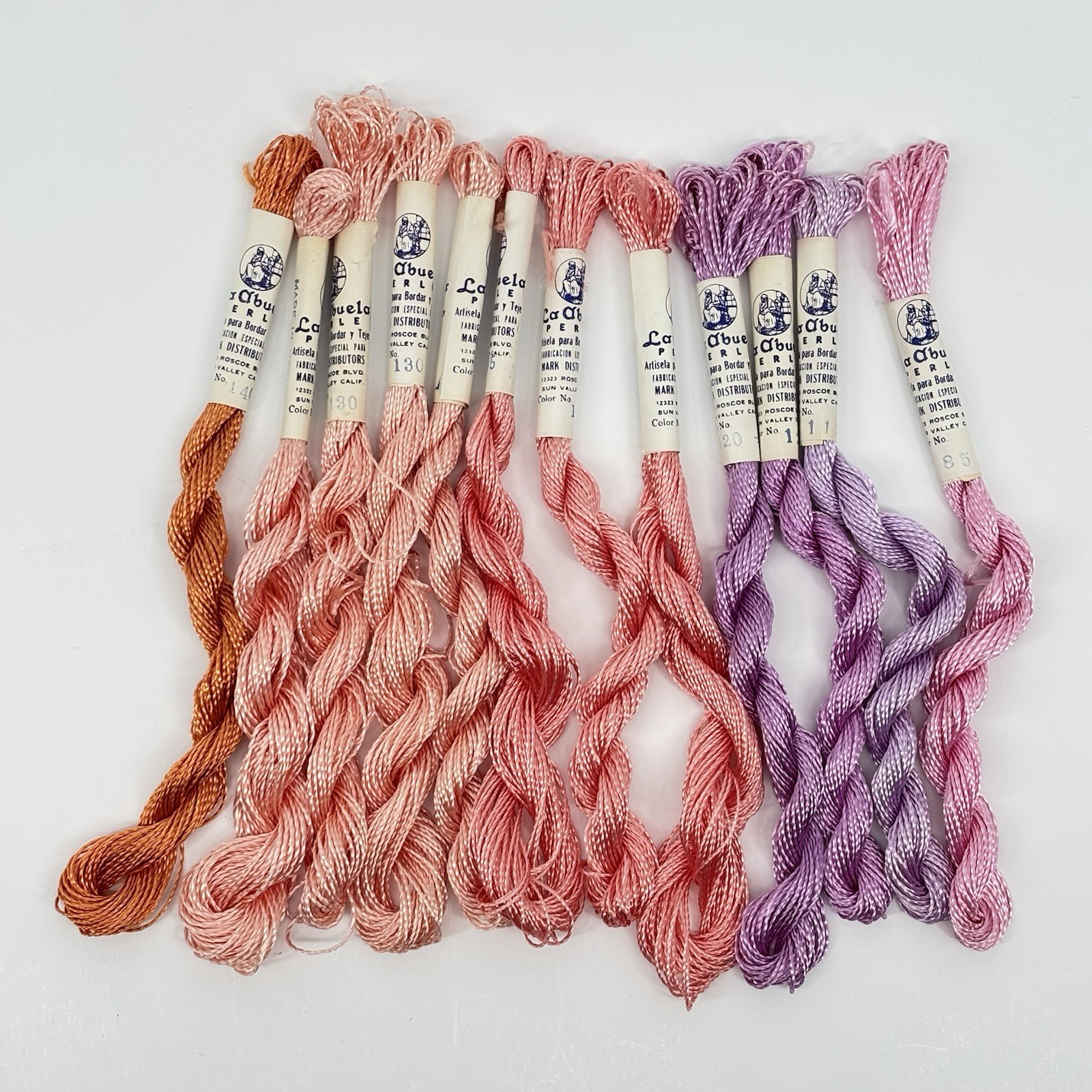 12x La Abuela Rayon Perle 100 g Pink Purple Orange Needlepoint Crochet Weaving
