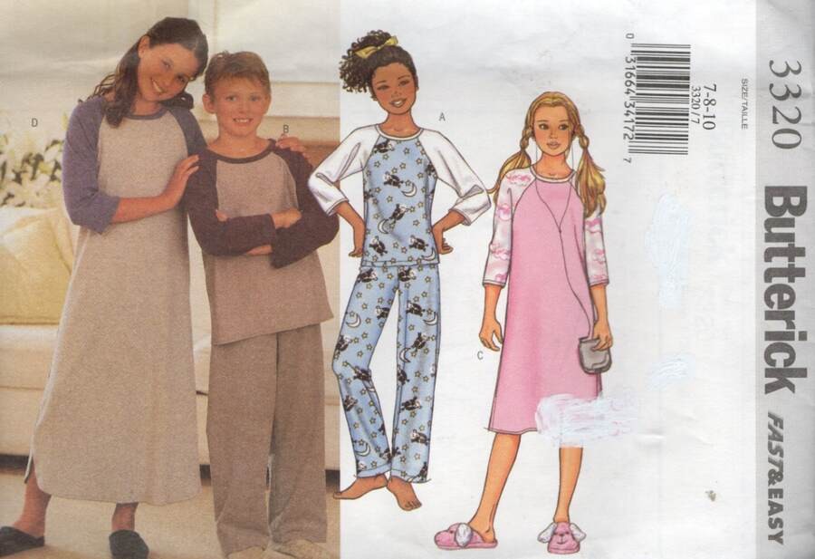 3320 BUTTERICK GIRLS’/BOYS’ TOP, GOWN & PANTS SZ 7-10