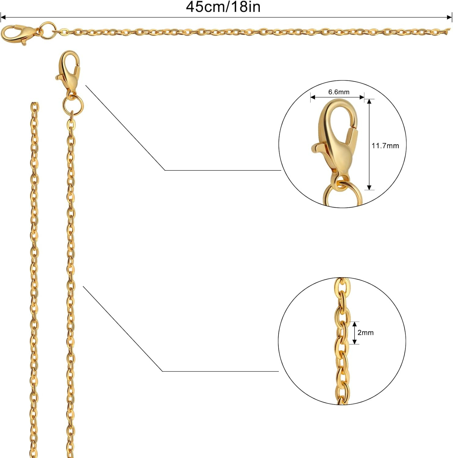 24 Pack Necklace Chains Bulk,Gold and Silver Plated DIY Cable Link