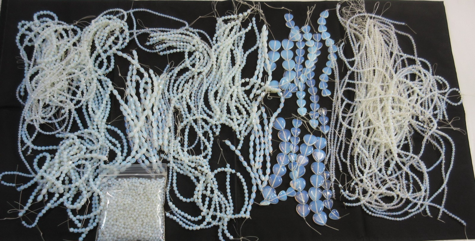Opalite Bead Strands About 3.5 Lbs, Various Sizes and Shapes, Opalite #1