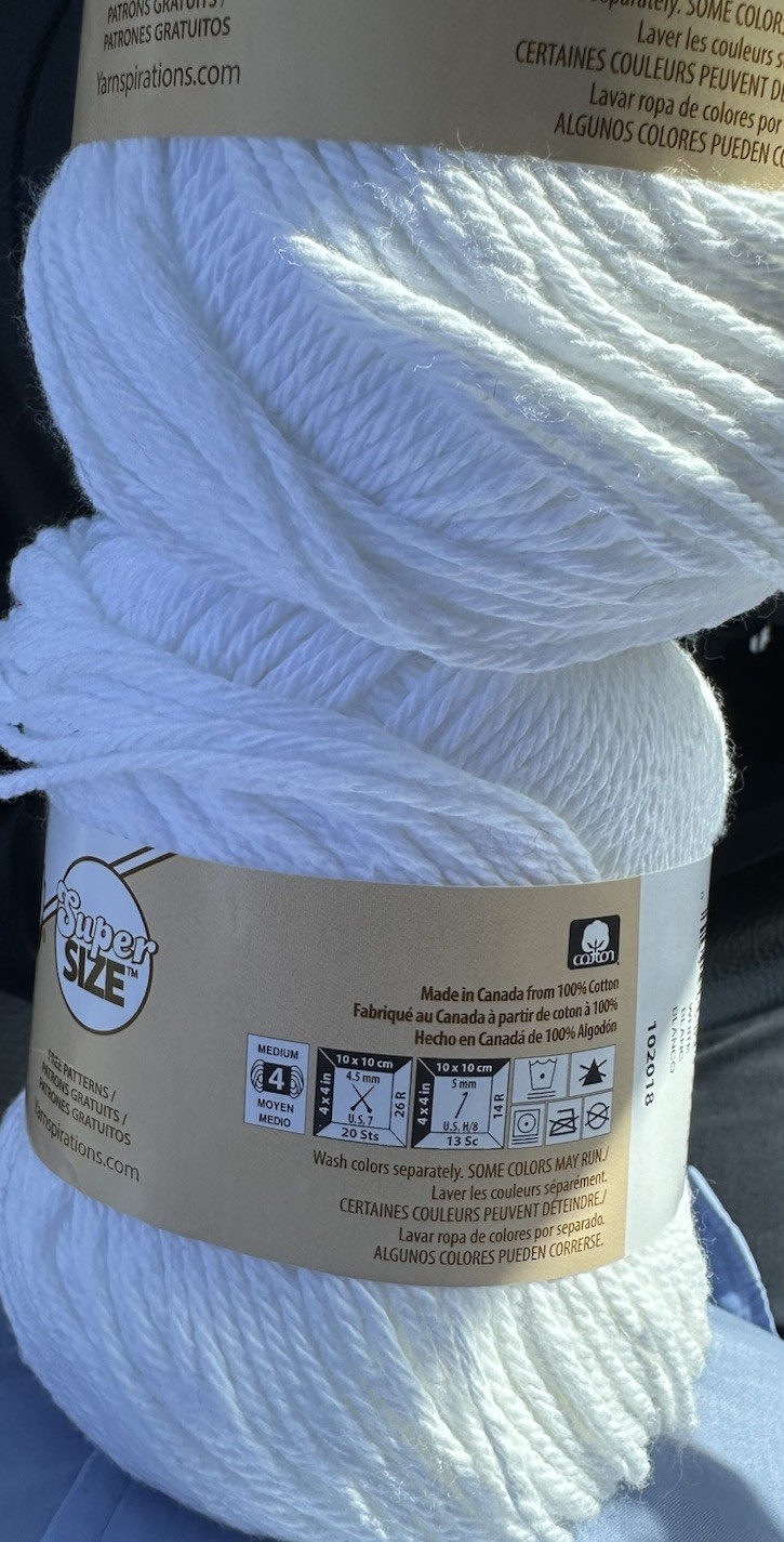Lily Sugar And Crème Yarn, Super Size, Lot Of 2, White, NEW