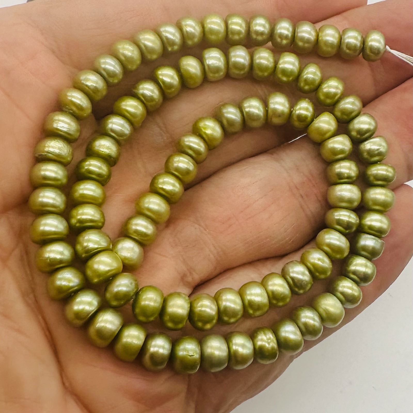 Dubai Pistachio Fresh Water Pearl Strand | 7x5mm | Pistachio Green }