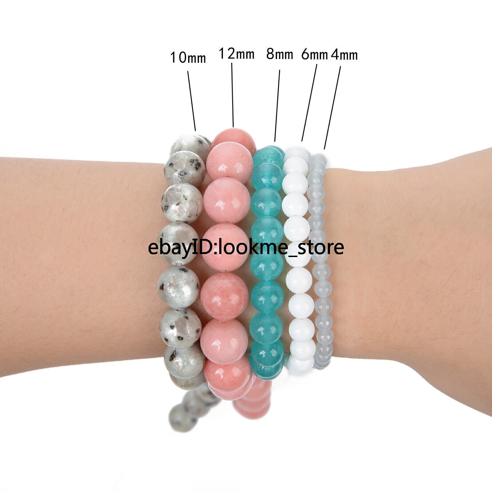 4-12mm Natural White Cat Eye Opal Stone Round Spacer Beads for Jewelry Making