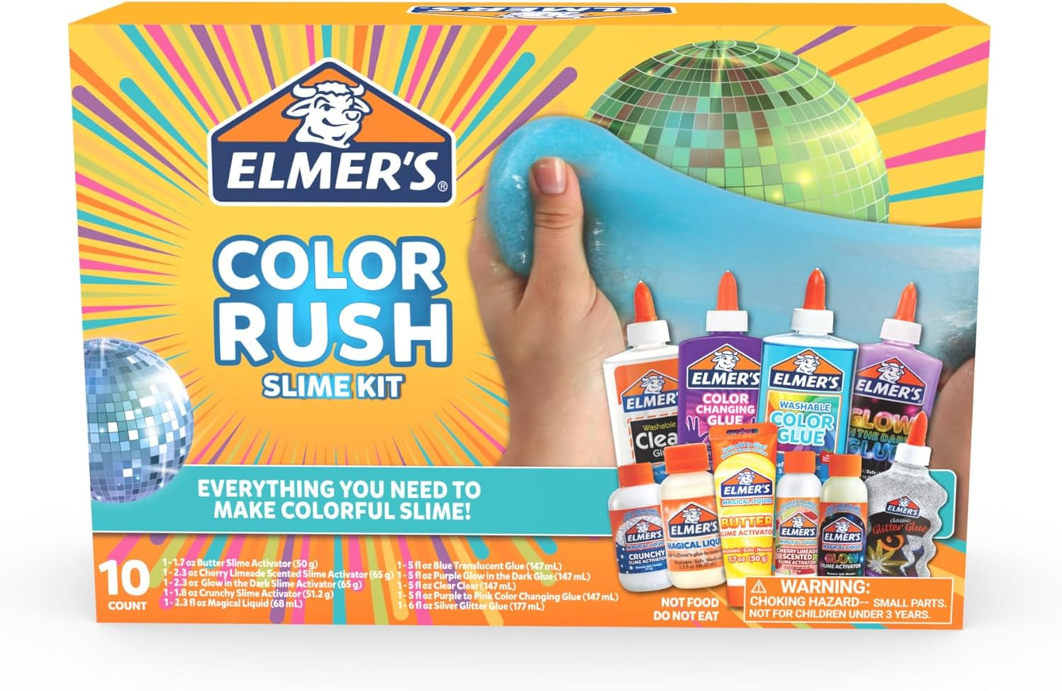 Color Rush Slime Kit, Includes Liquid Glue, Activator, Makes Color Changing, Glo