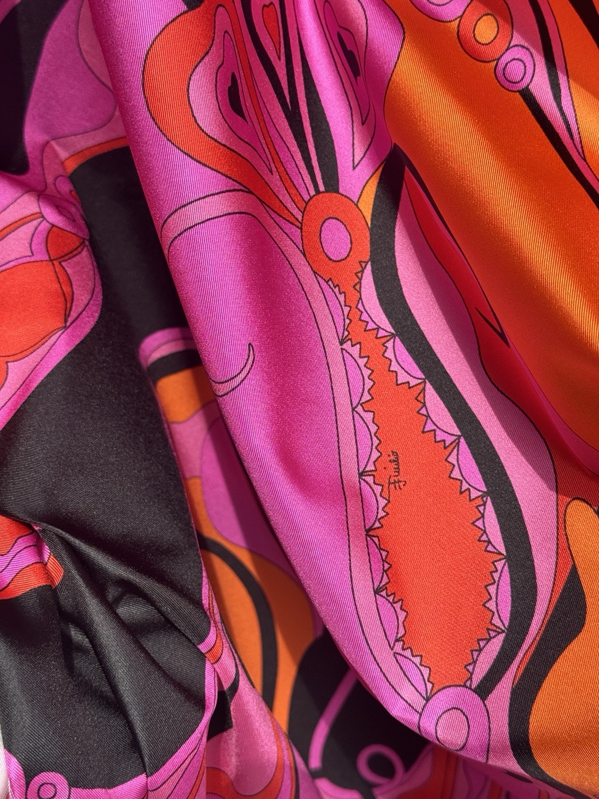 Italian Deadstock 100% Silk Twill 60 GSM Fabric By The Yard Emilio Pucci Logo