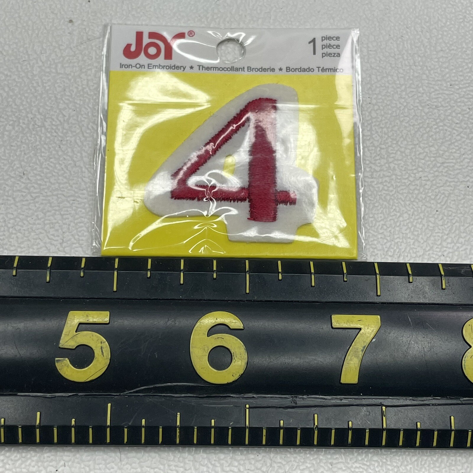 Small 1.5” Number # 4 Patch (Red On White “4”) M010