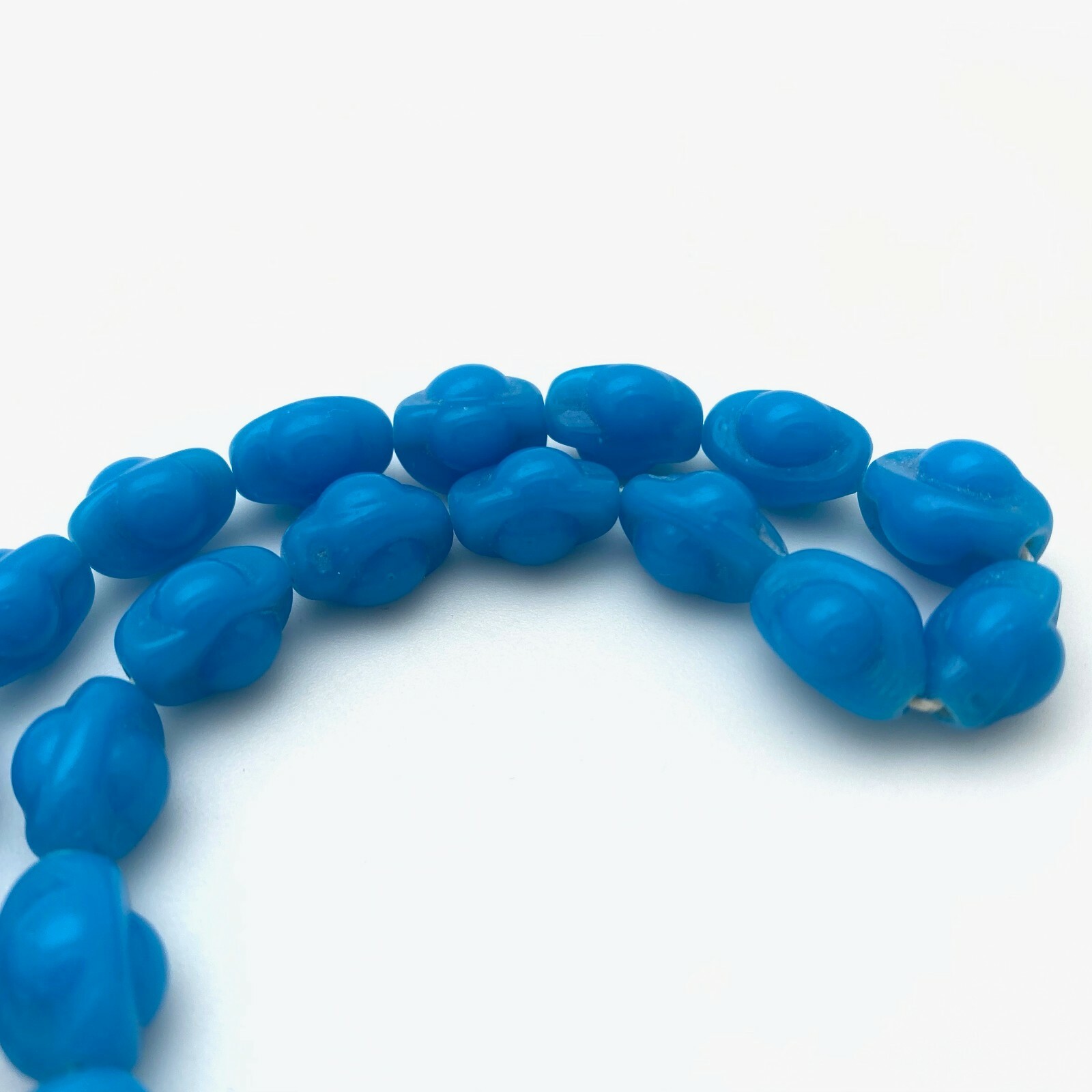 Vintage Blue “Cherry Brand” Oval Japanese Glass Beads (9x13mm) (BJG29)