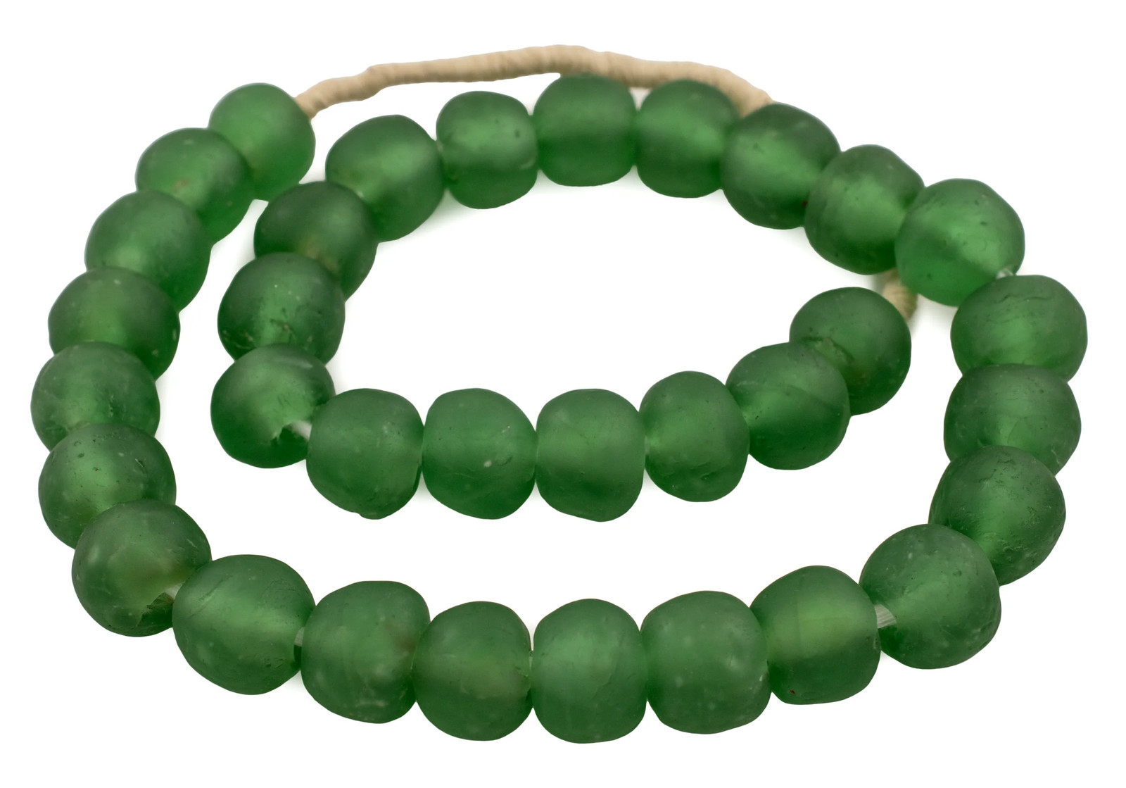 Light Green Recycled Glass Beads 18mm Ghana African Sea Glass Round Large Hole