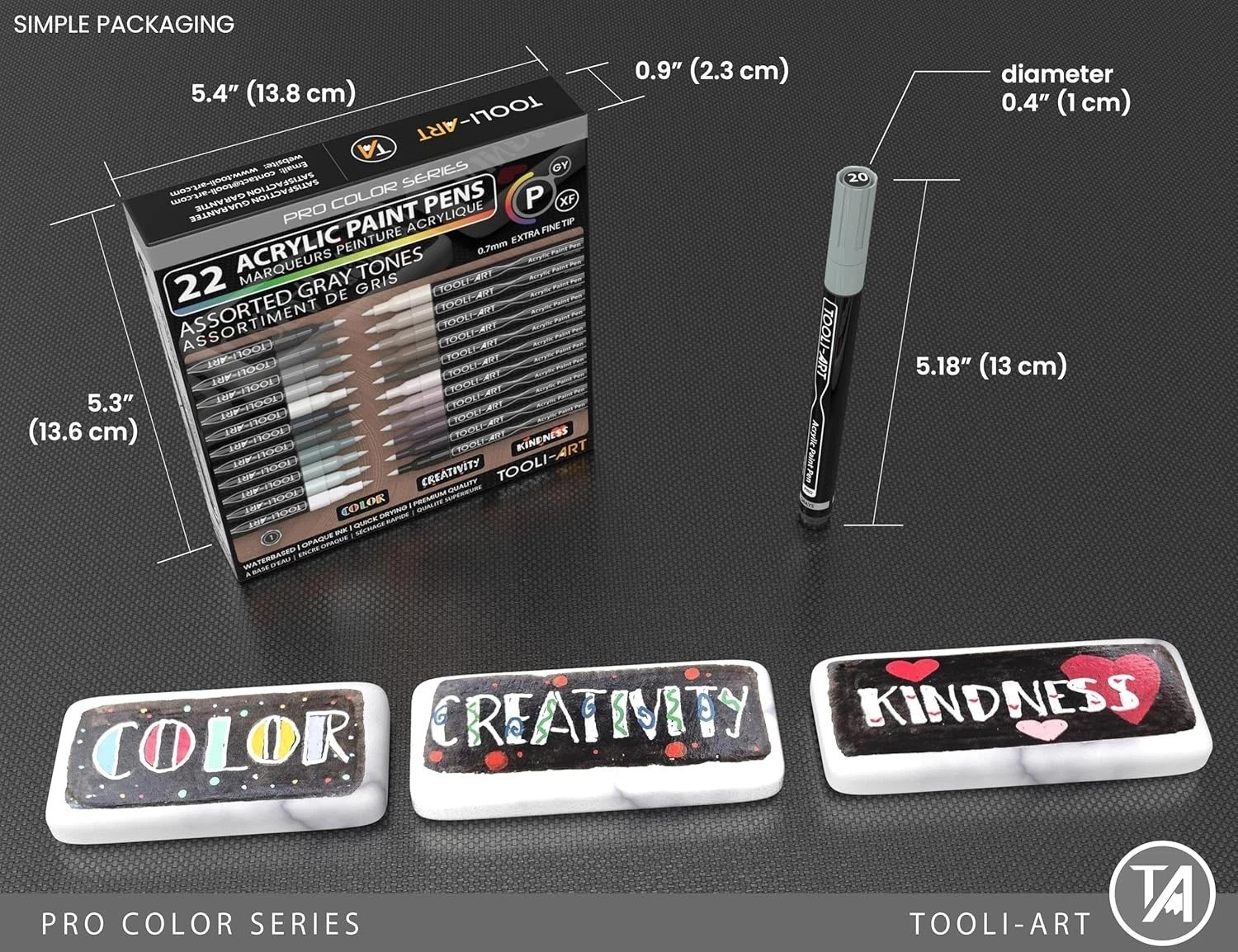 Pro Color Series – 22 Assorted Gray Paint Pens with Non-Toxic Quick Drying Ink