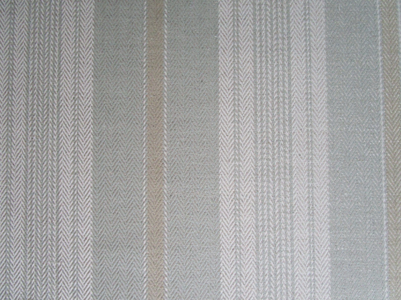 Elizabeth Eakins Linen Stripe Knit Backed Seafoam Aqua Tan Ivory 9yds 2 sm issue