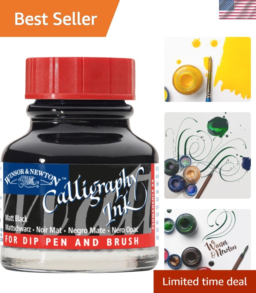 Calligraphy Ink, 30ml 1-oz Bottle, Matt Black