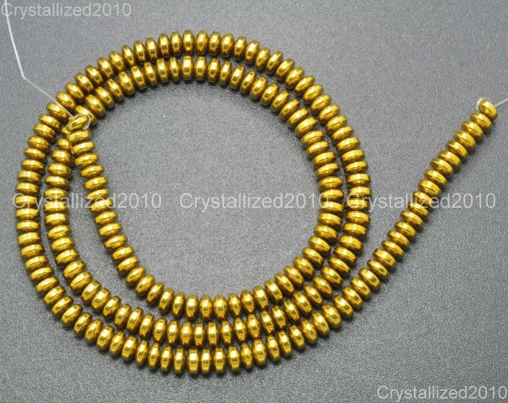 Hematite Gemstone Rondelle Spacer Beads 2mm 3mm 4mm 6mm 8mm Smooth Faceted 16″