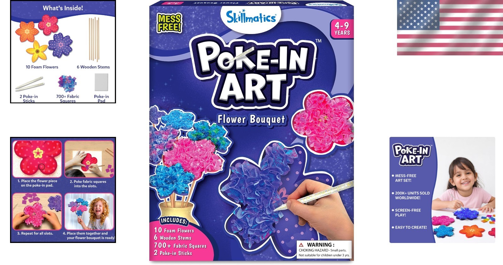 Creative Poke-in Art Flower Kit – DIY Craft for Kids Ages 4-9, Skill Development