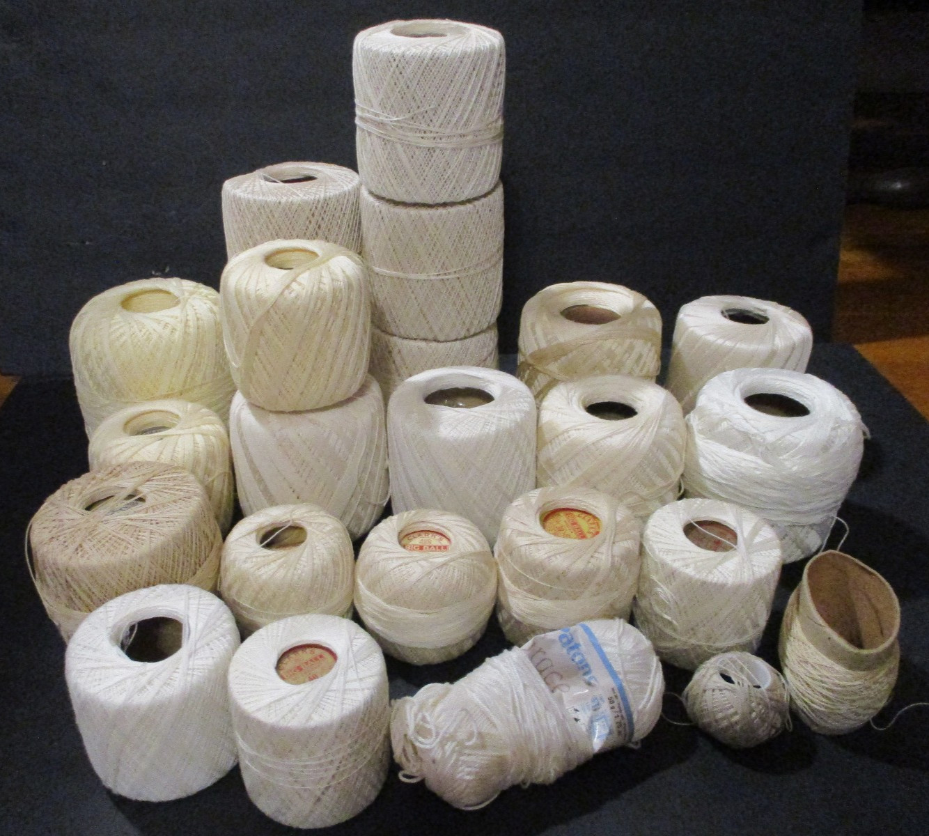 VINTAGE Mixed Lot of Shades of White/Ivory/Ecru Crochet Threads – 23 Pieces