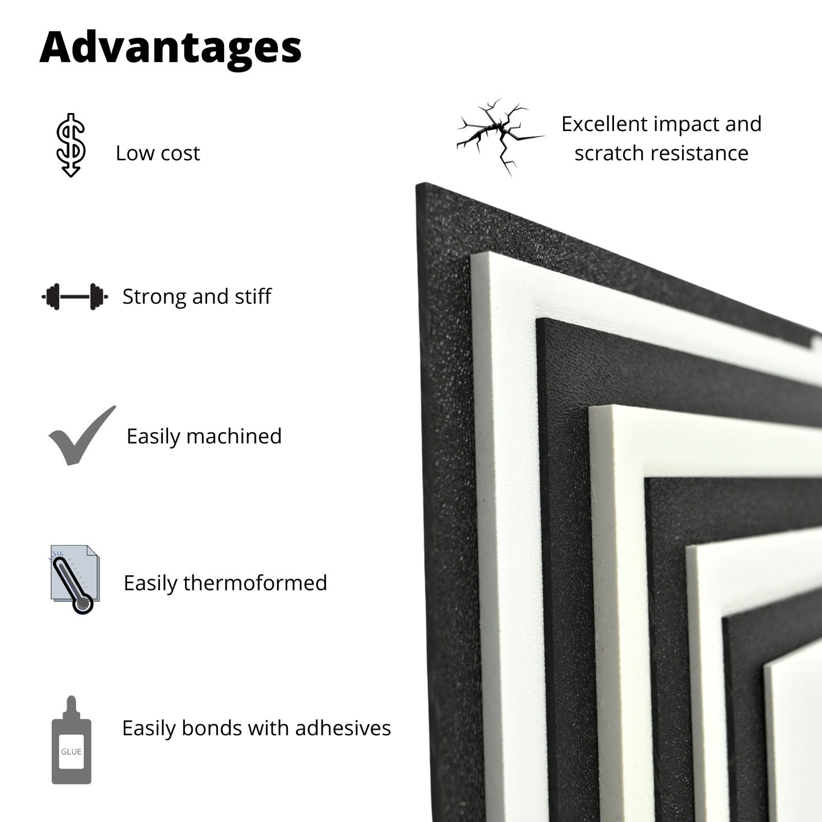 ABS (Haircell Texture) Plastic Sheet, Choose Size, Color, Thickness 1/16″ – 1/4″