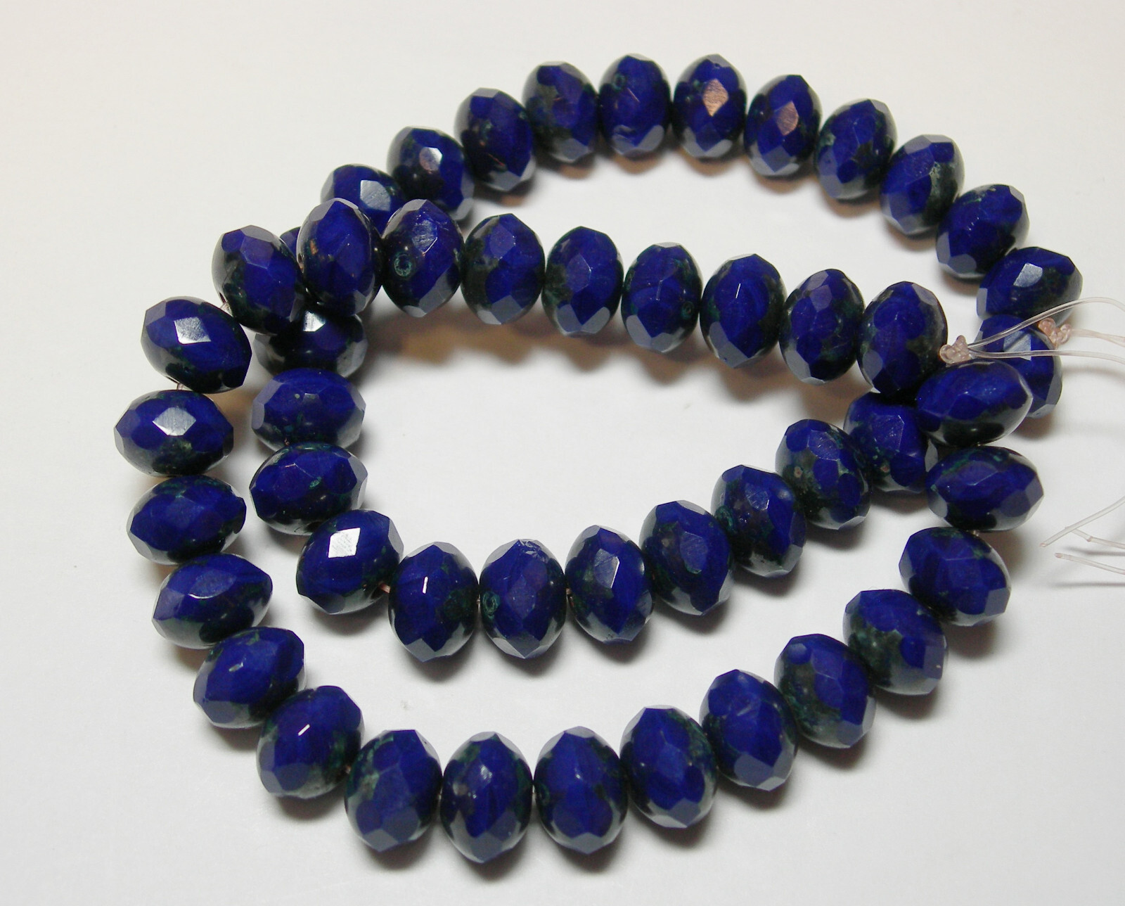 25 8x6mm Navy Blue Travertine Czech Rondelle beads