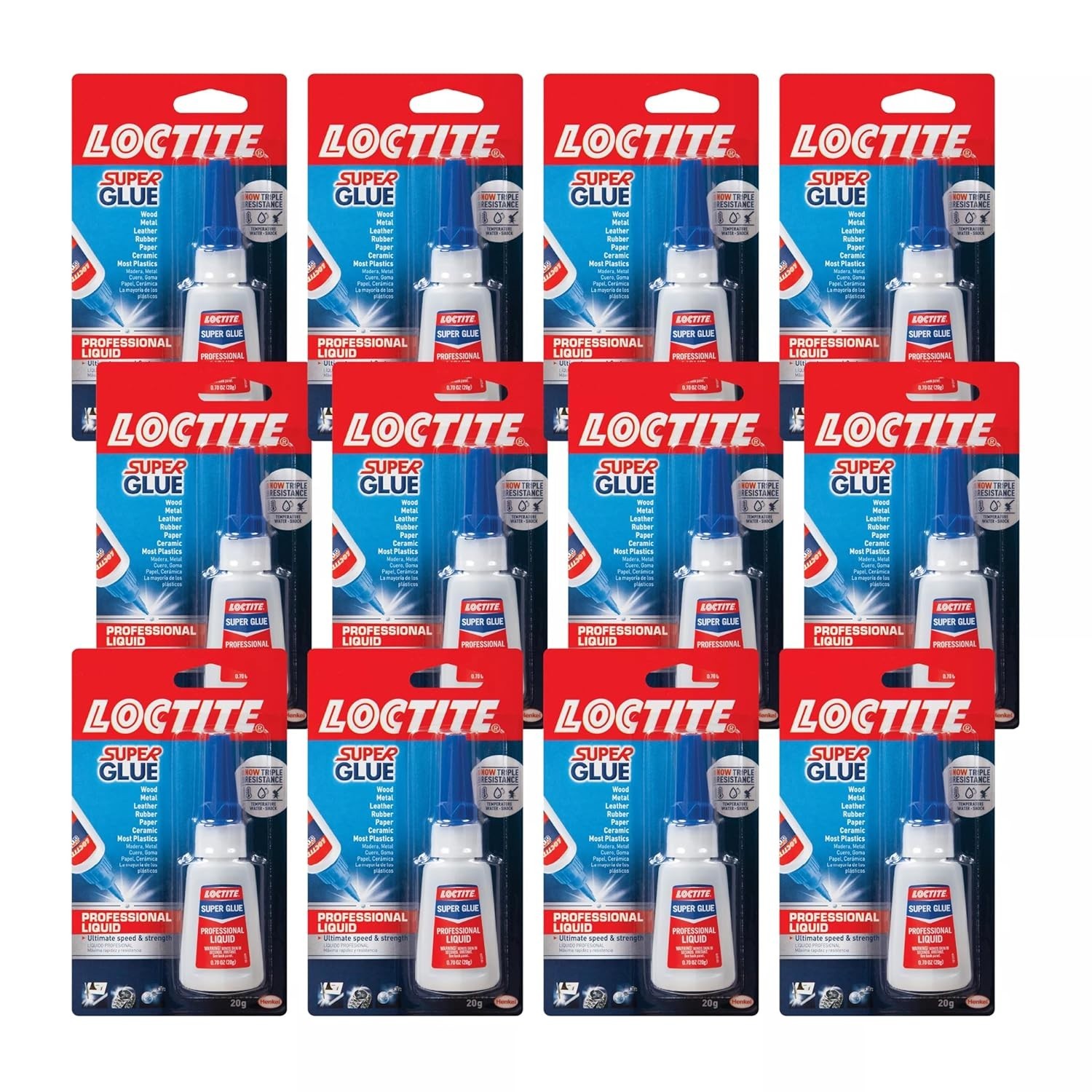 Professional Cyanoacrylate Glue 12pk Instant Bond Waterproof Wood Plastic Repair