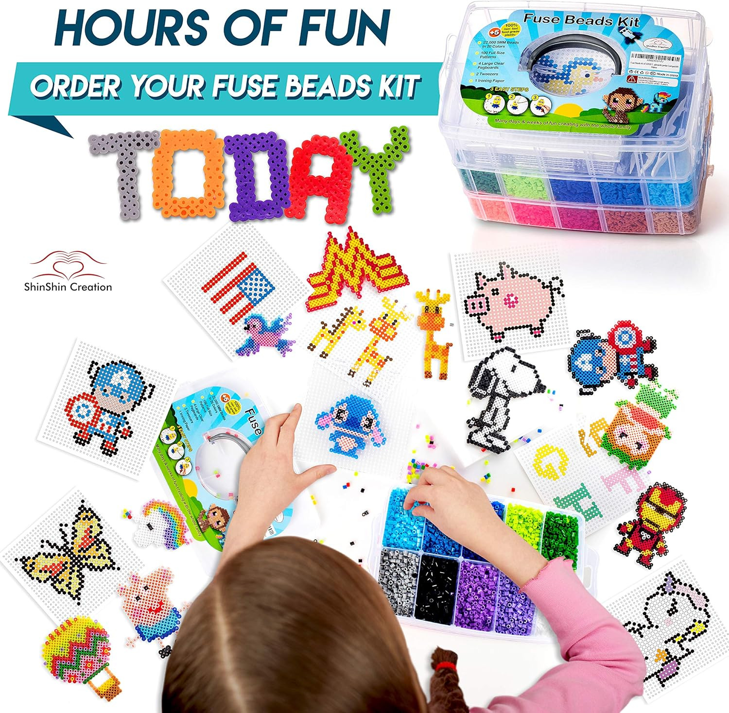 XXL Fuse Beads Kit, Melty Melting Beads for Kids Crafts | Iron for Kids Kit – Fu