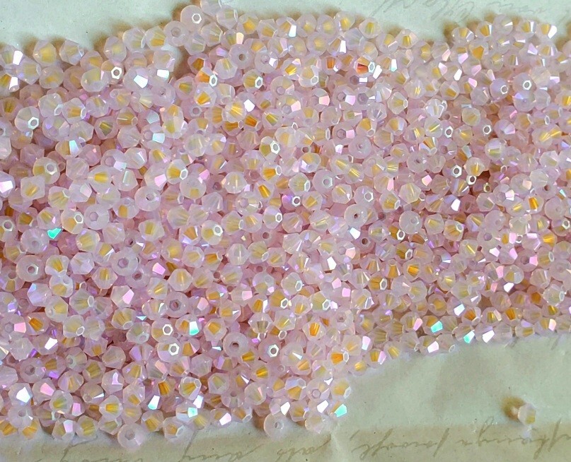 Swarovski 5328 3mm bicone beads, Rose Water Opal Shimmer 2X (36pcs)