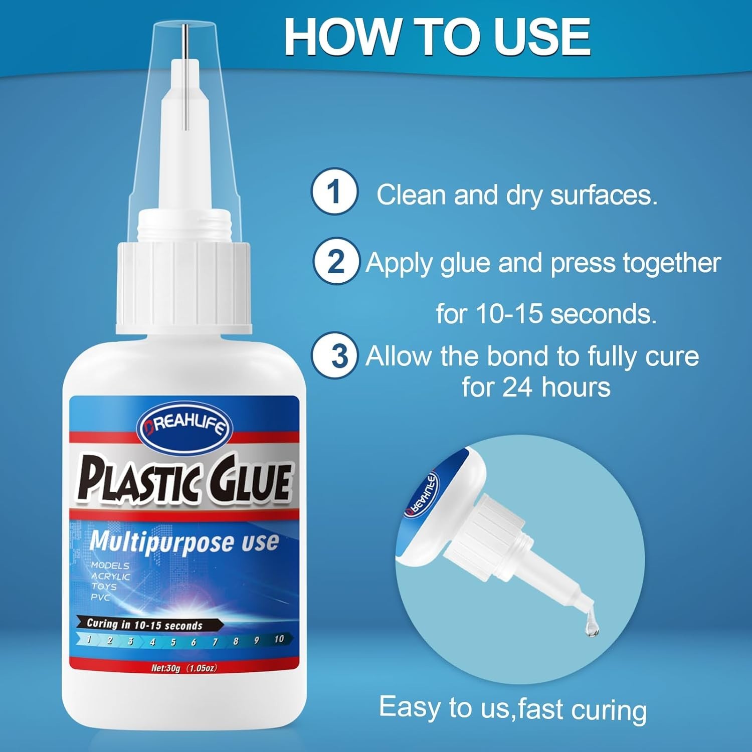 Super Glue for Plastic Repair, 30G Plastic Glue Strong Adhesive, Heavy Duty 👌