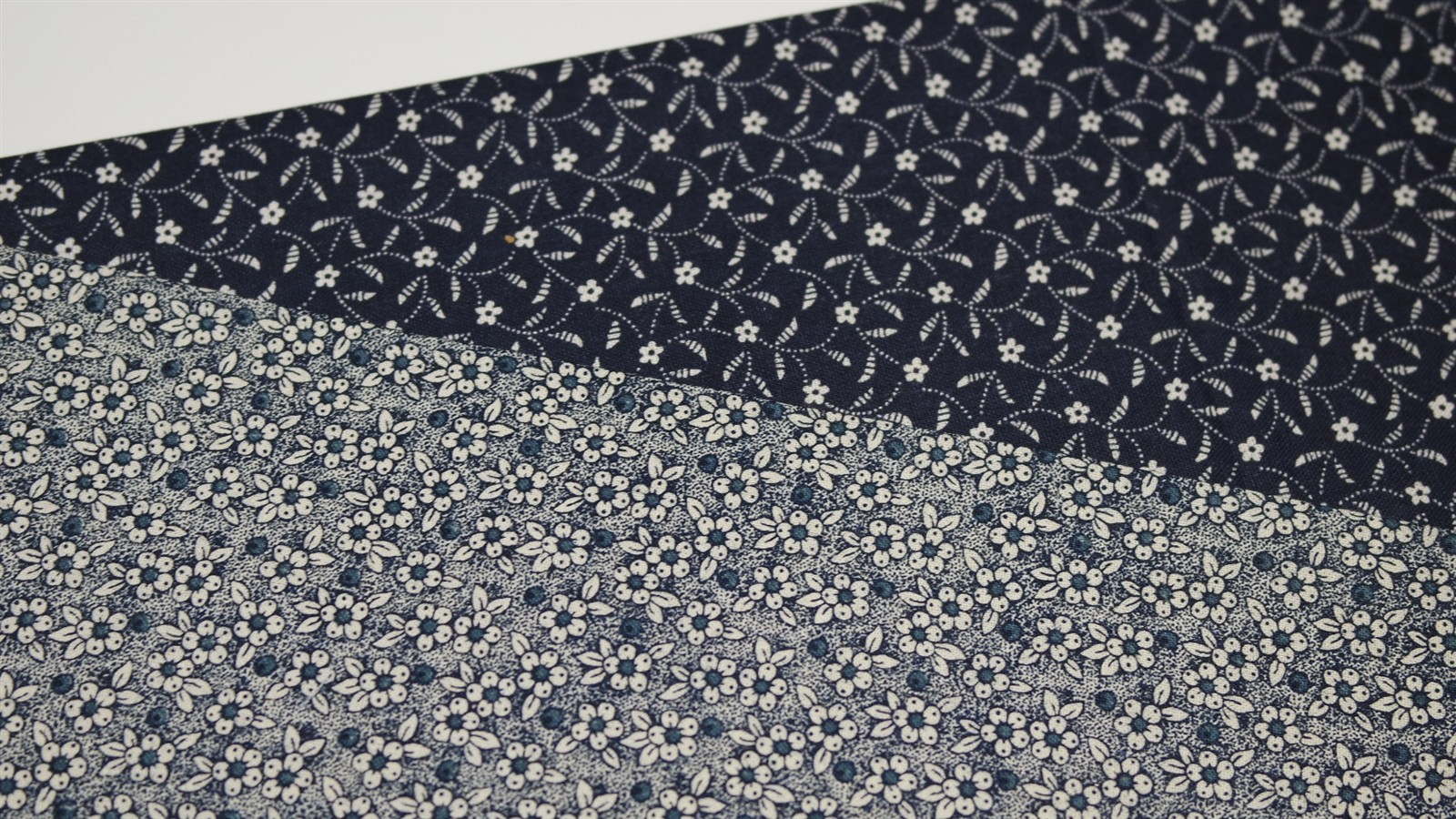 Indigo Navy Vintage Blue Calico Floral Dot Stripe Vintage Quilt Fabric Scrap Lot