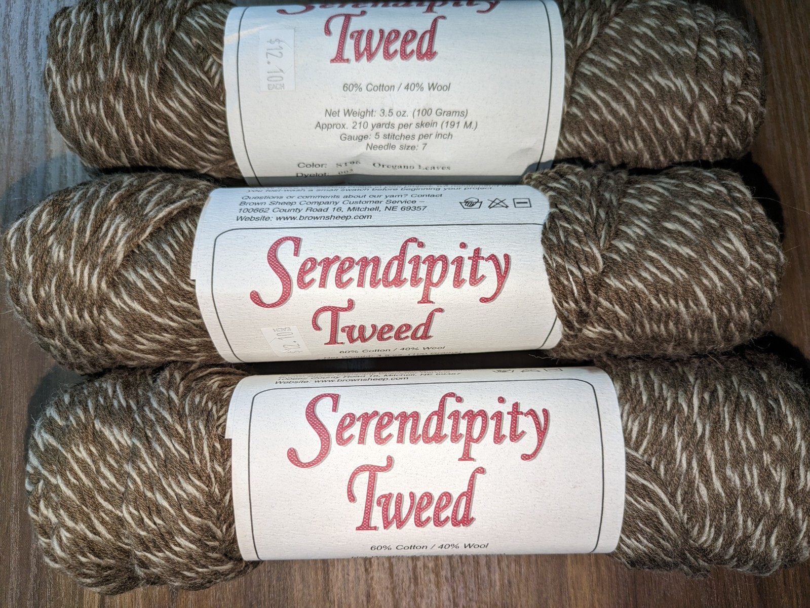 Serendipity Tweed Oregano Leaves Wool Blend 3 Skeins 100g 210yds