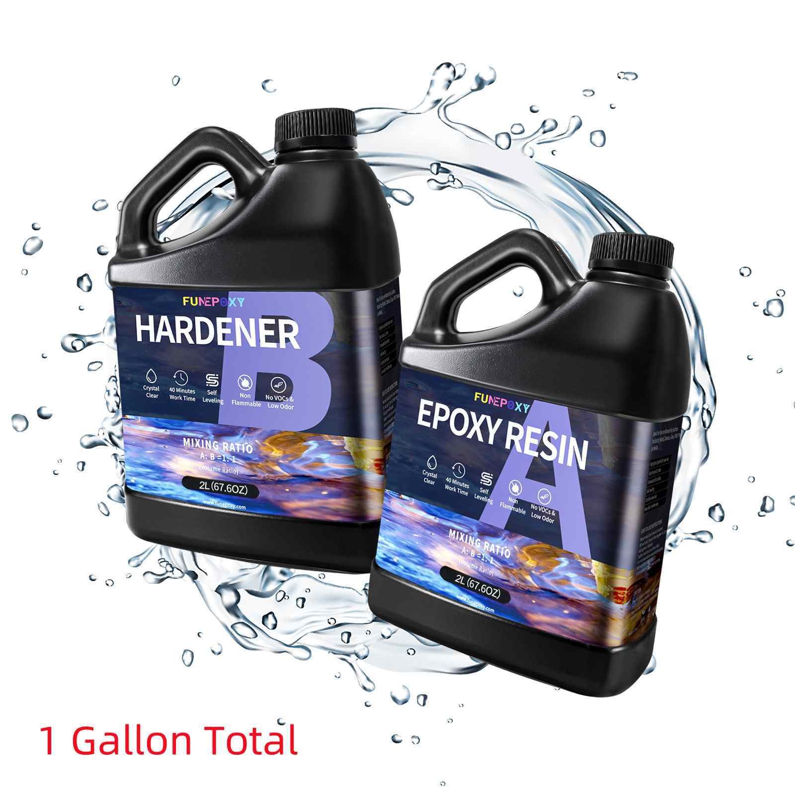 Crystal Clear Tumbler Epoxy Resin 1 Gallon Kit – River Table 1:1 AB Glue DIY Art