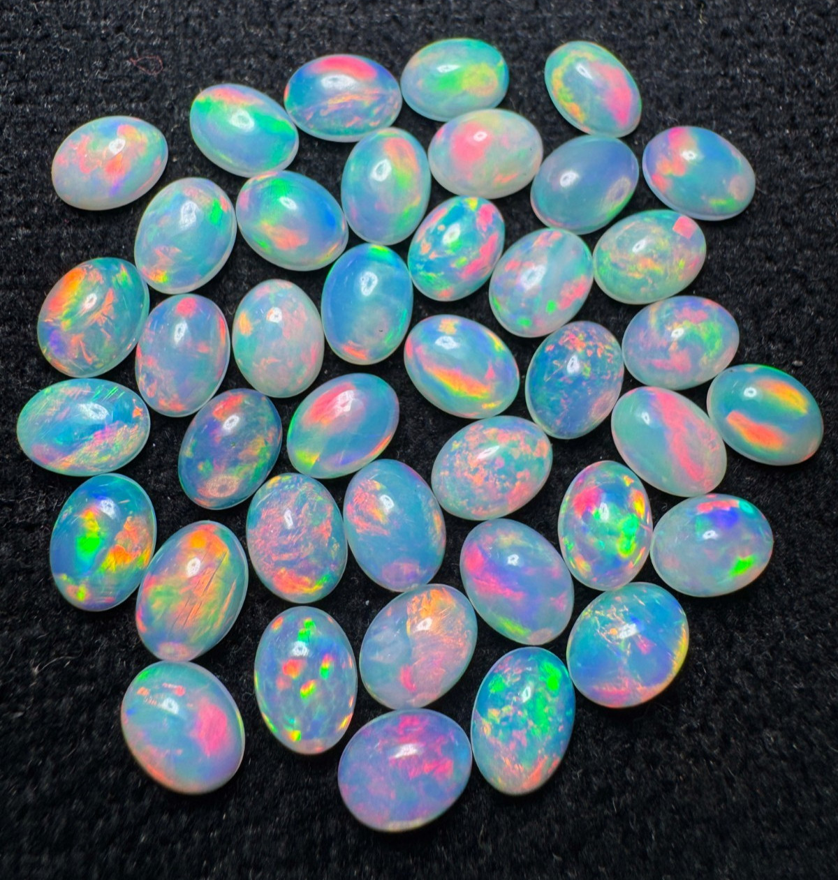 Natural Ethiopian Opal Oval Cabochon Lot 6×4 to 10×8 mm Red Fire Welo Opal Loose