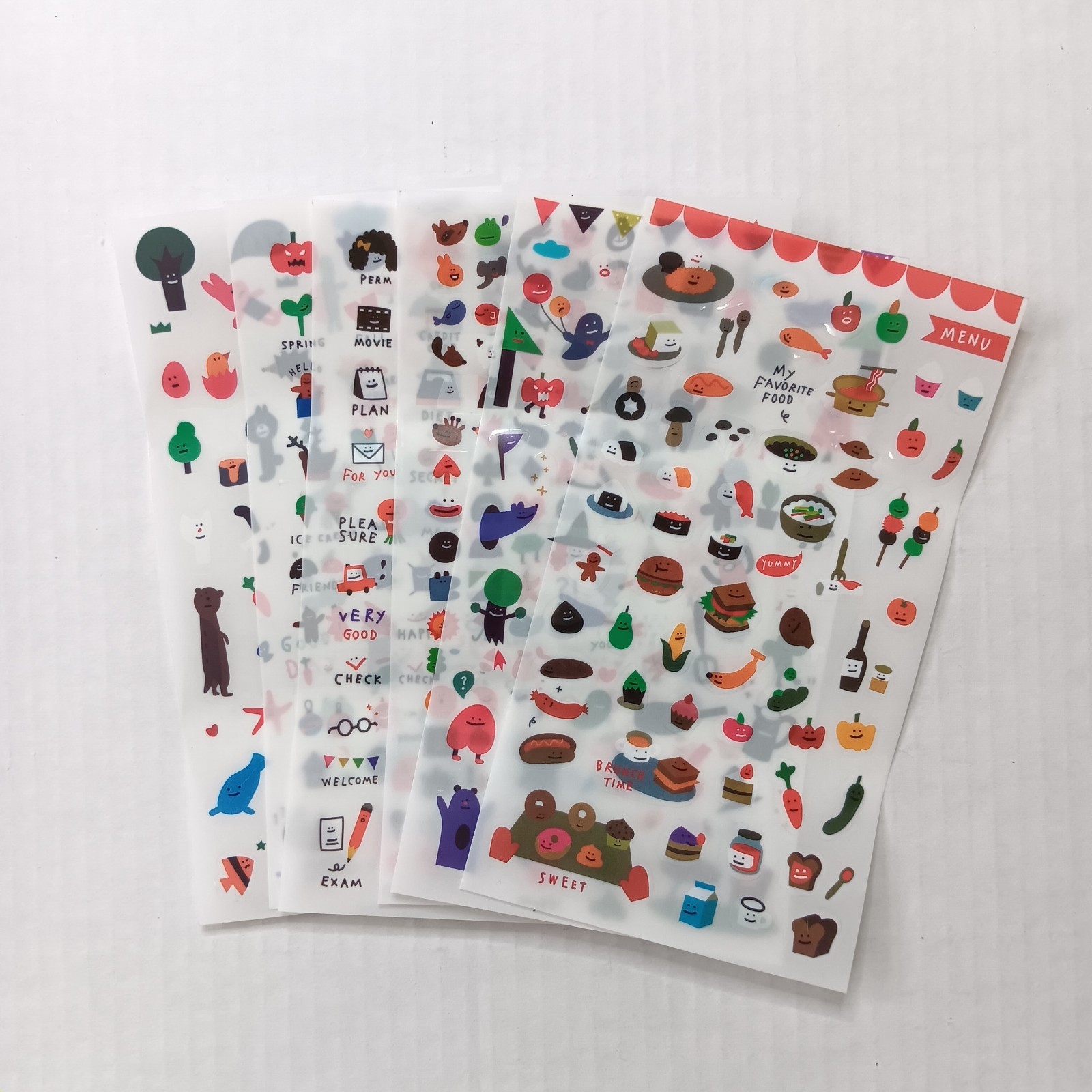 Set of 6 Korean Style Drawn Planner Sticker Sheets – 2 Stickers Missing