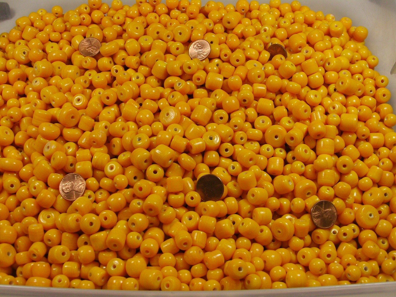 4 Pounds Assorted Shapes and Sizes India Handmade Amber Yellow Glass Bead (FV-2)