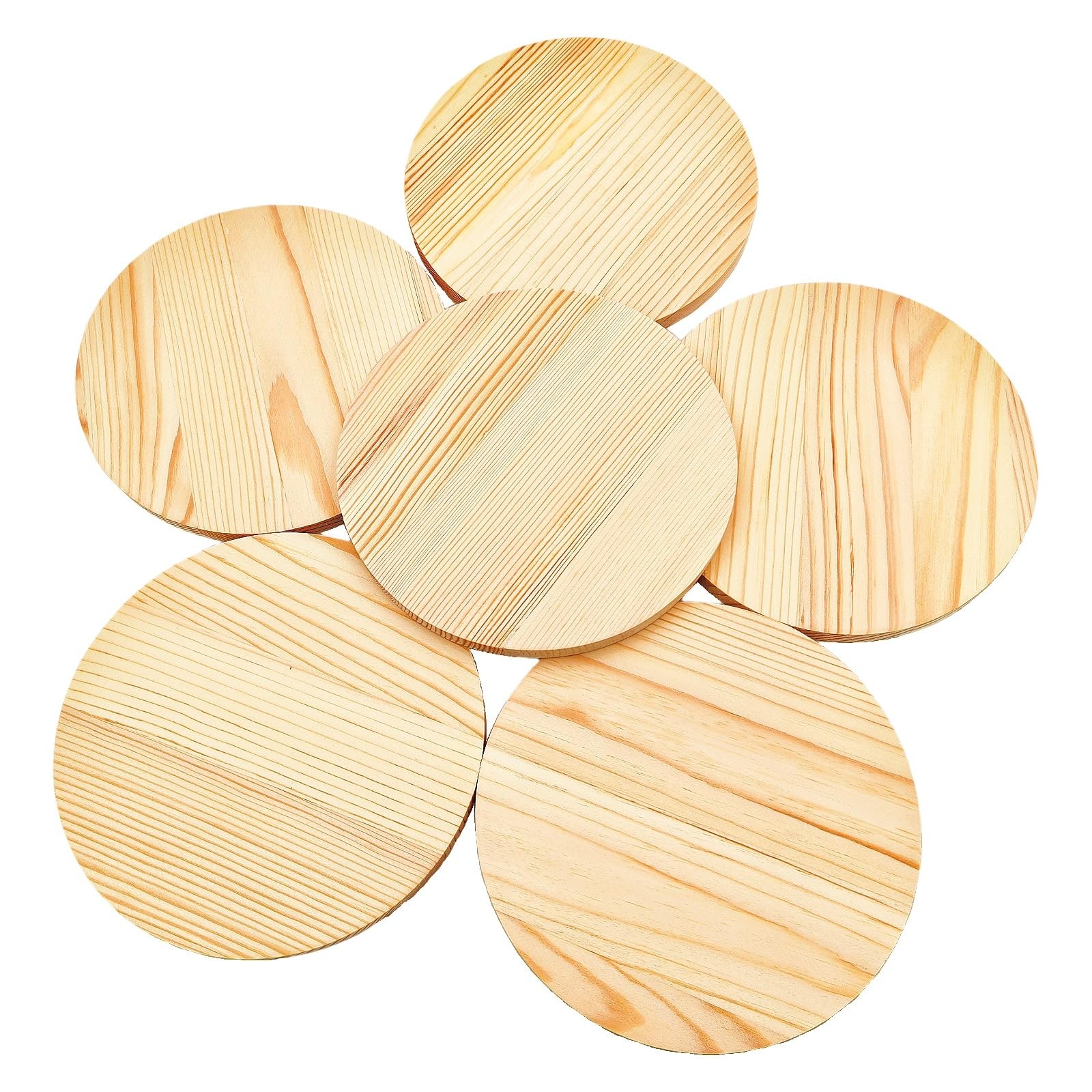 6PCS Pine Circle Plaque, 6×0.4in Blank Unfinished Round Wooden Circles Plaque…