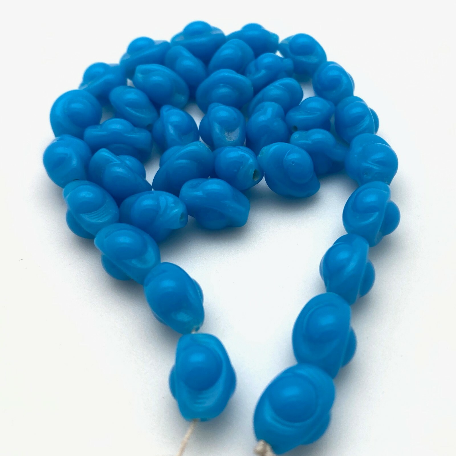 Vintage Blue “Cherry Brand” Oval Japanese Glass Beads (9x13mm) (BJG29)
