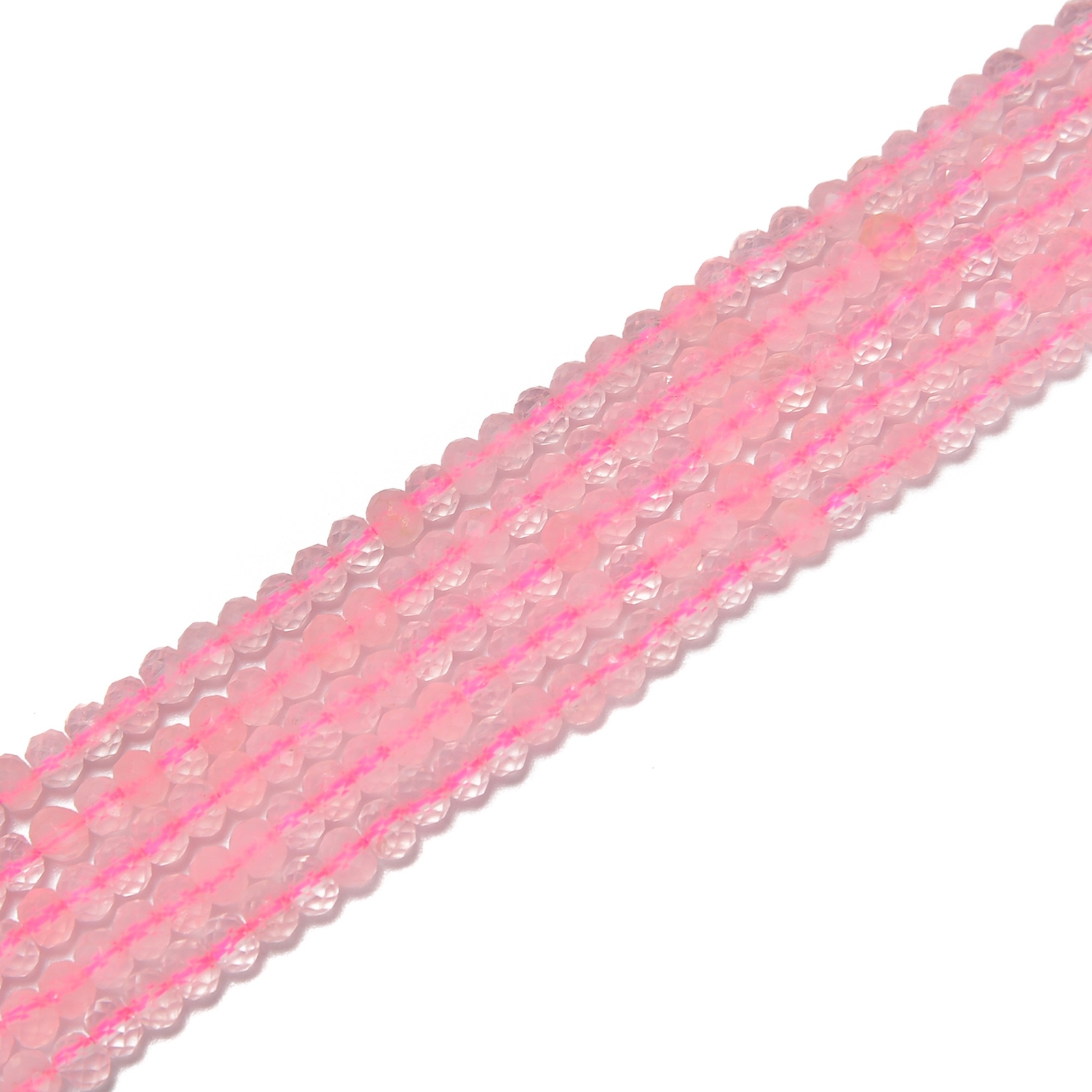 Rose Quartz Faceted Rondelle Beads Size 2x3mm 3x4mm 15.5” Strand
