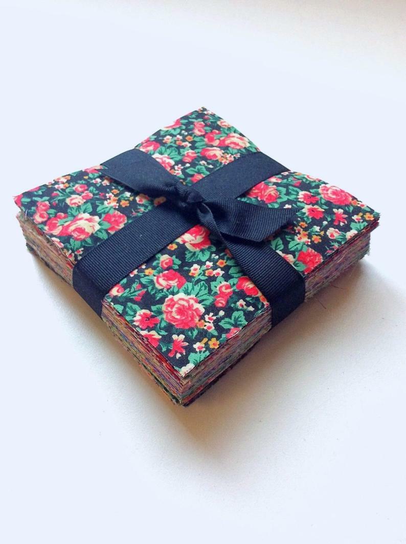 Vintage Florals pre cut charm pack 5″ squares fabric quilt scrap cotton 96 pcs