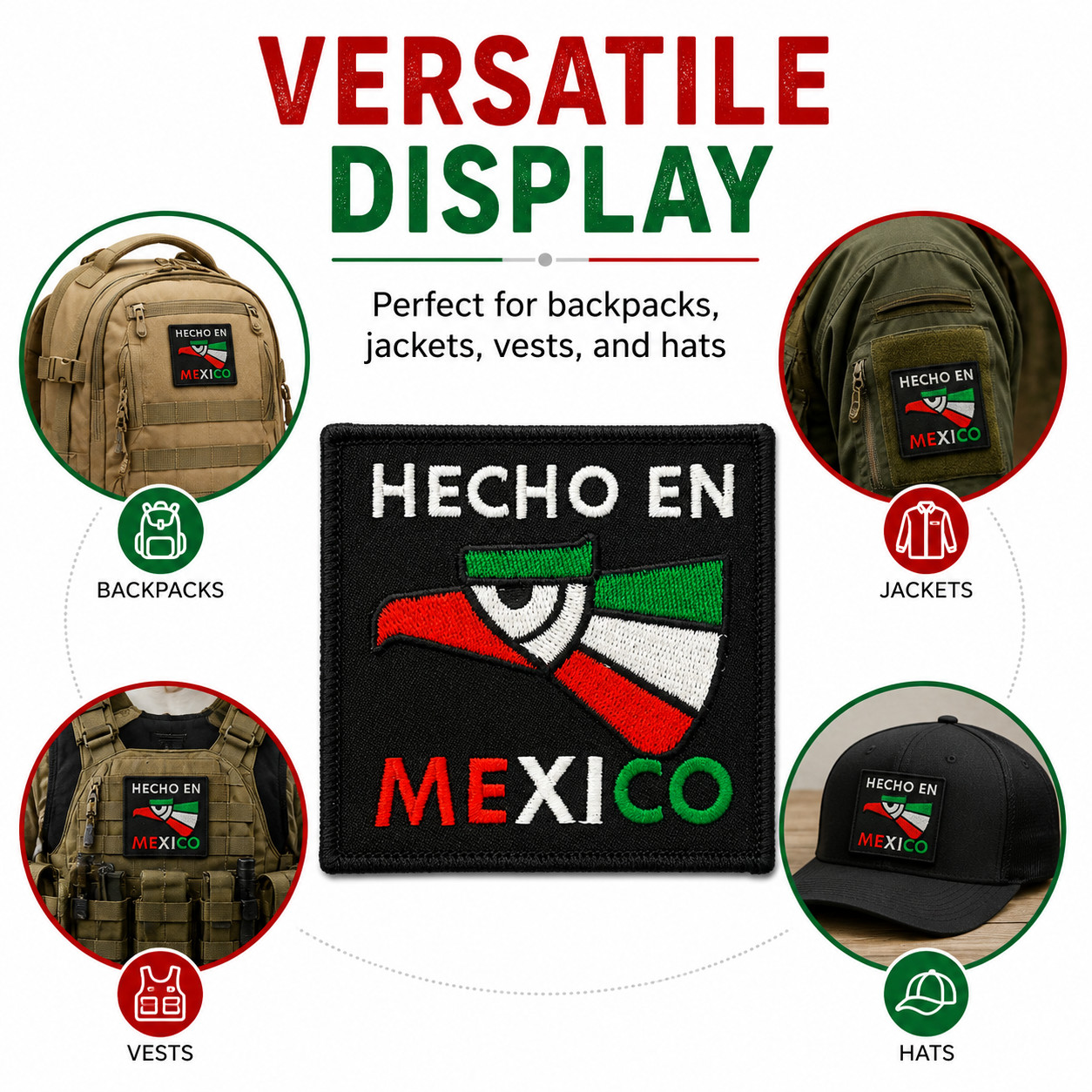 Made in Mexico Hecho En Mexico Flag Iron On Embroidered Patch Badge Pride 3”