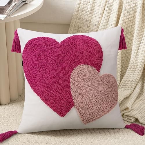 Valentine’s Day Throw Pillow Covers 18×18 18″ x 18″ (Pack of 1) Double Hearts