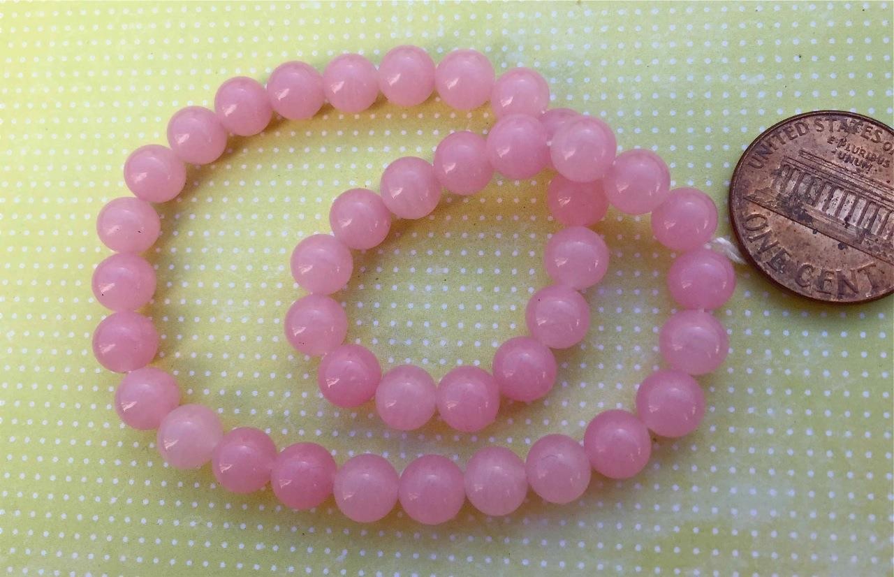 Vintage 7mm Pink Glass Beads Japan 24
