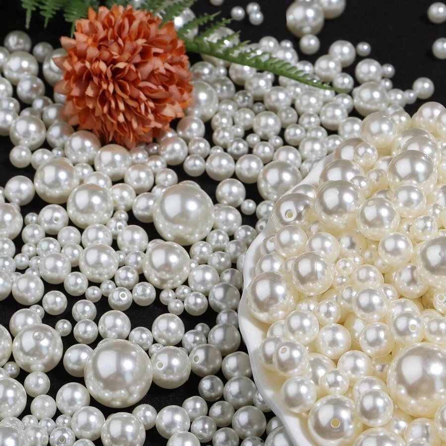 1000x Faux Pearl Beads Colorful Straight Hole 3-10mm Beads for Making Jewellery