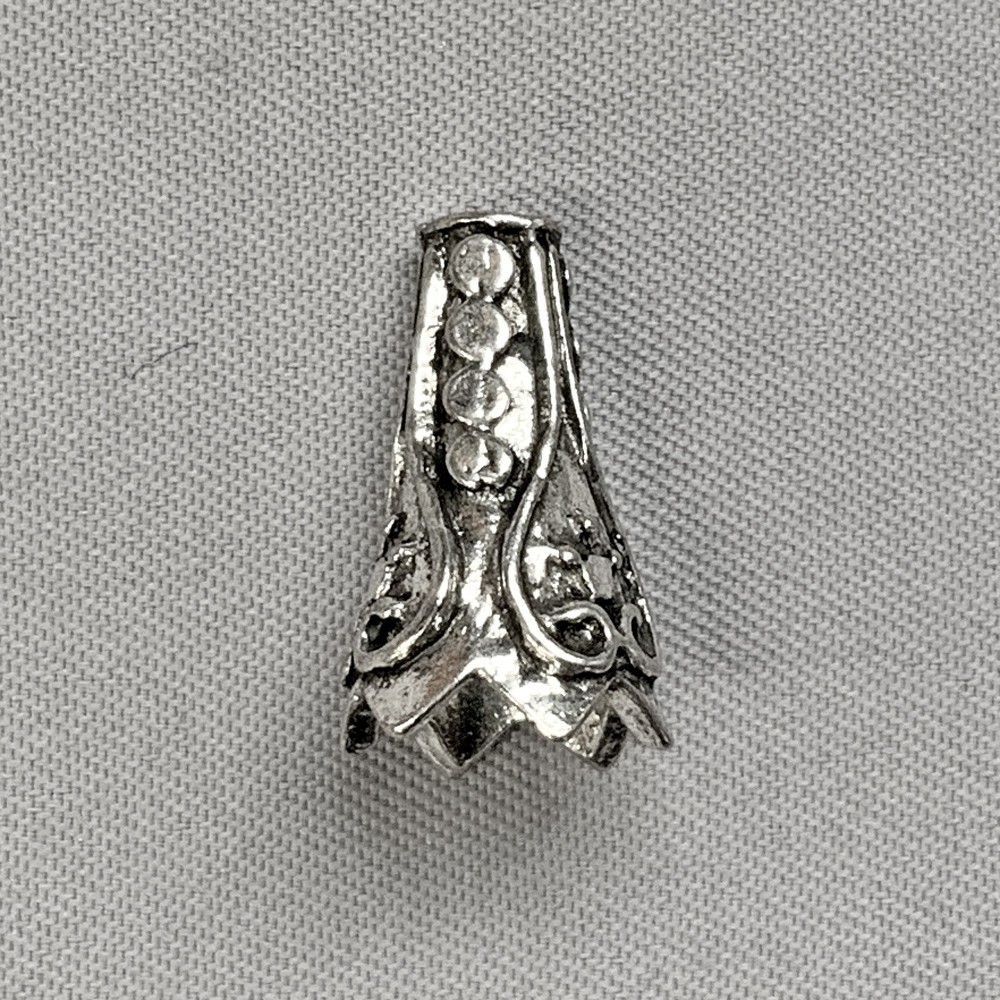 Baroque Heart Cone Bead Caps 16x8mm Antique Silver Plated Alloy Q10 Per Pkg