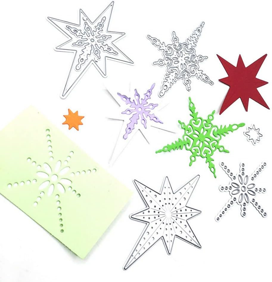 7Pcs Anise Stars Cutting Dies, Stars Die Cuts Metal Embossing Stencils Template