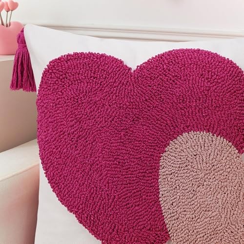 Valentine’s Day Throw Pillow Covers 18×18 18″ x 18″ (Pack of 1) Double Hearts