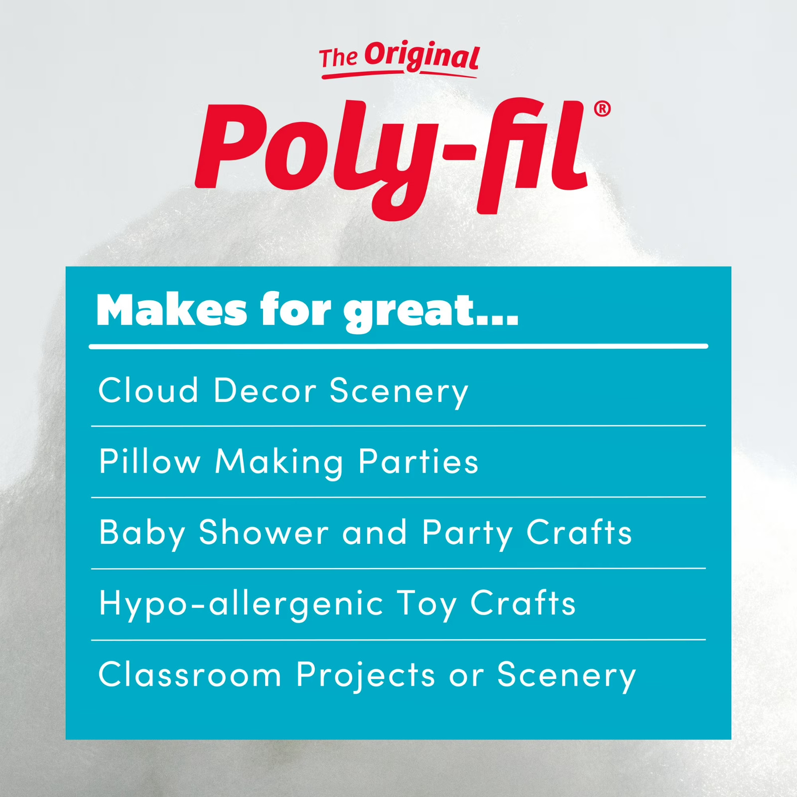 Poly-Fil Polyester Fiberfill Stuffing, 20lb Box, Bulk, by Fairfield